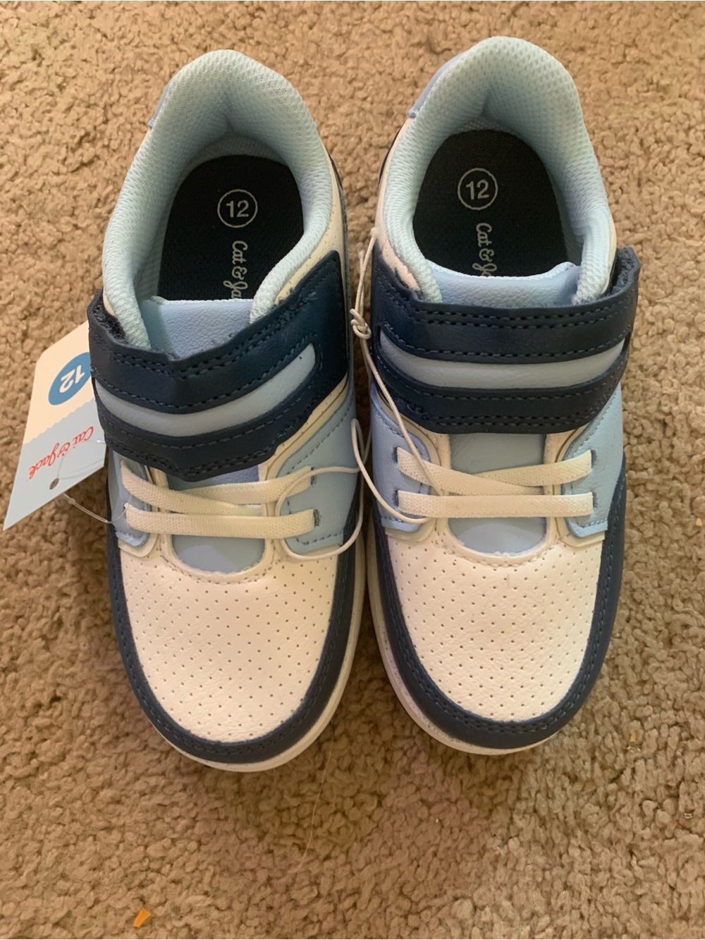 Cat & Jack Kids White, Light Blue & Navy Hook-and-Loop Sneakers